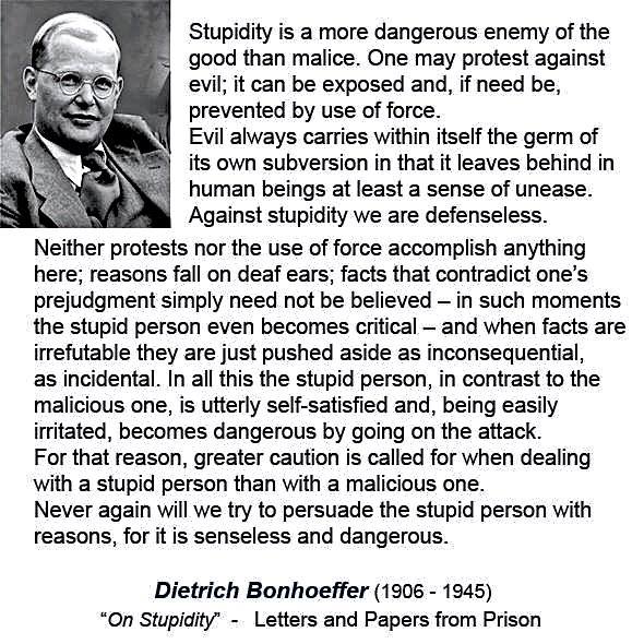 Bonhoeffer on stupidity